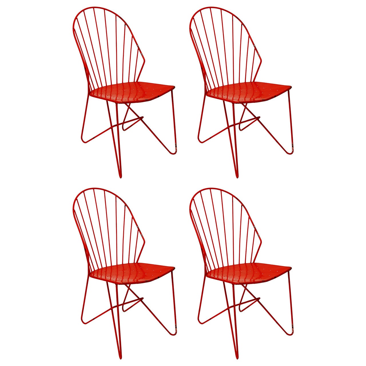 Four Wire Chairs Sonett by Karl Fostel Erben, Austria Vienna, 1950s For Sale