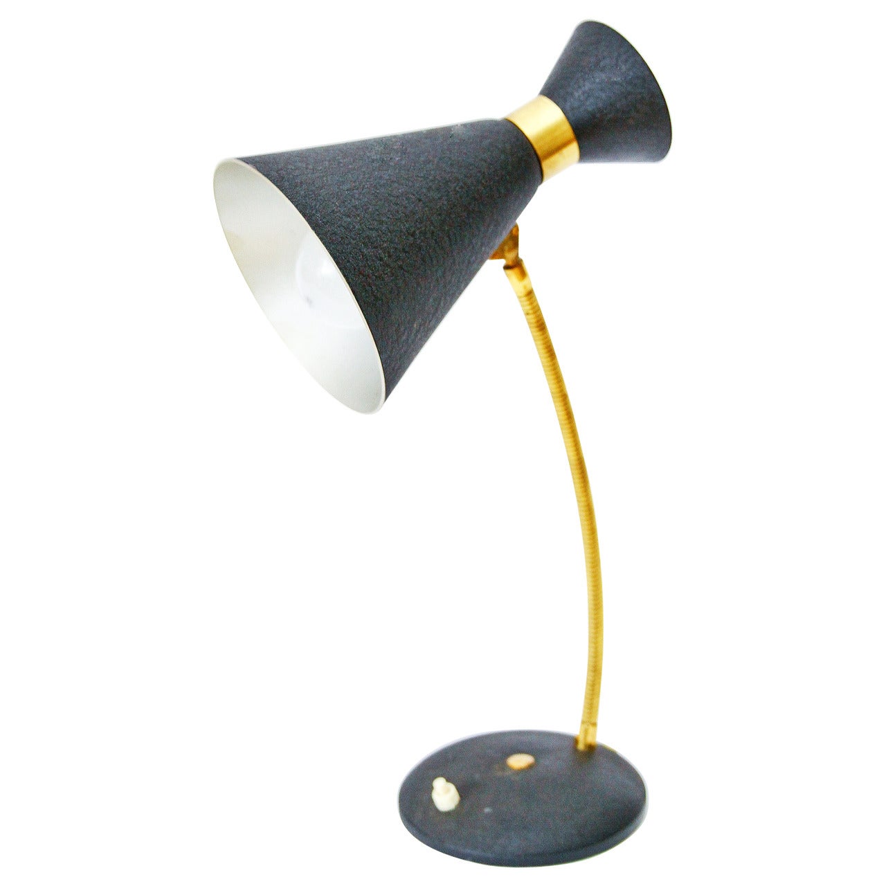 Italian Brass Cone Table Lamp, 1950s