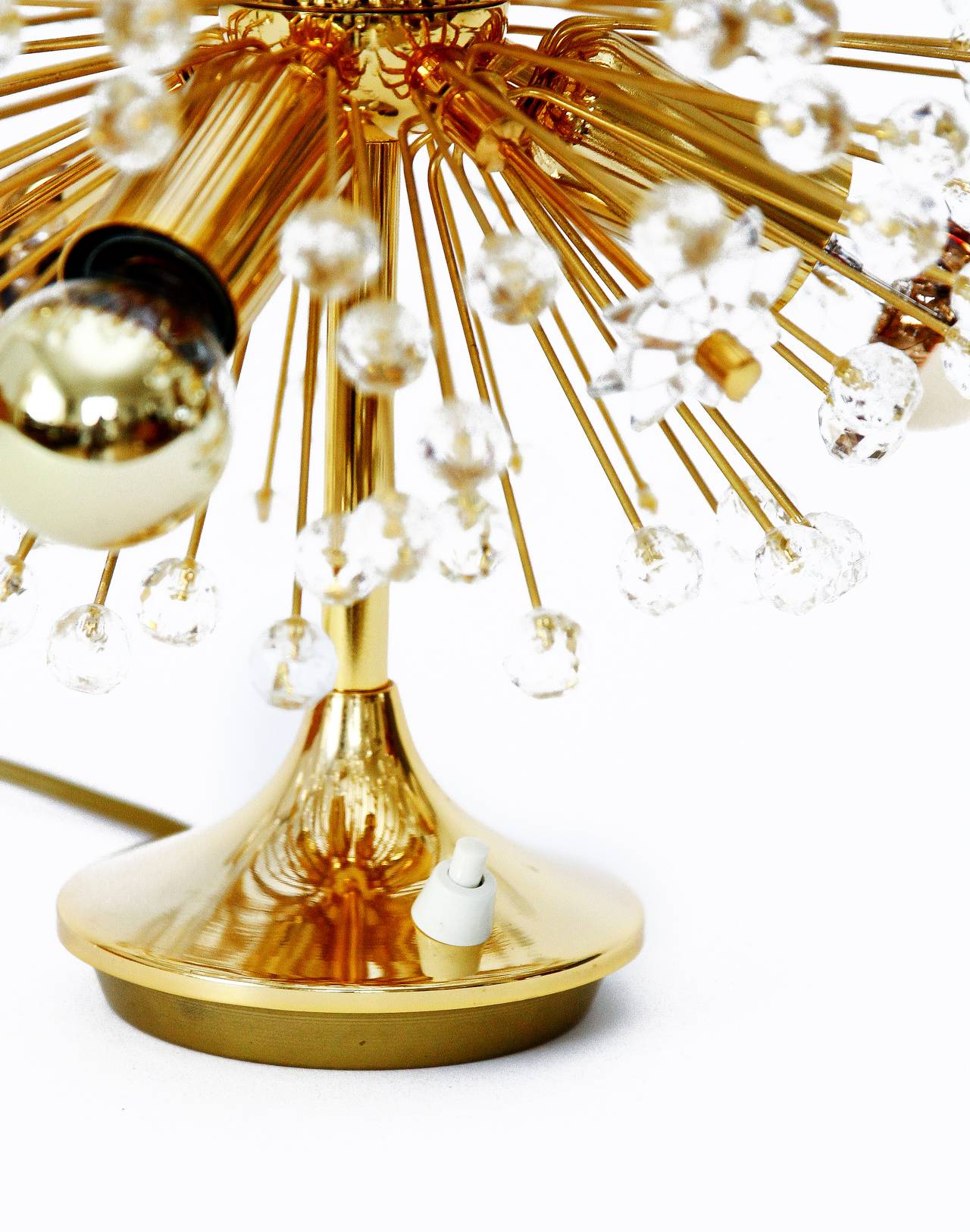 Austrian Pair of Gold-Plated Sputnik Blowball Table Desk Lamps by Emil Stejnar and Nikoll