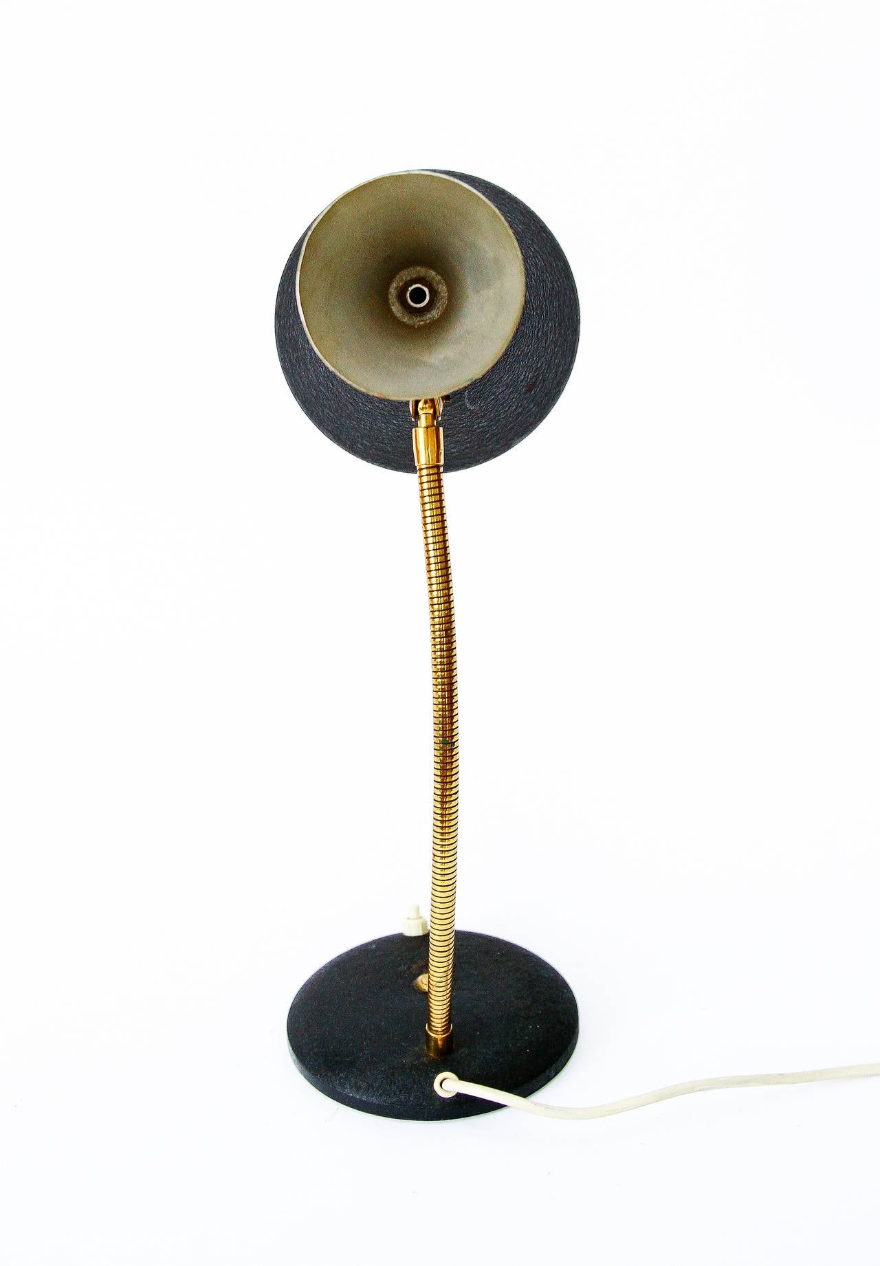 Lacquered Italian Brass Cone Table Lamp, 1950s