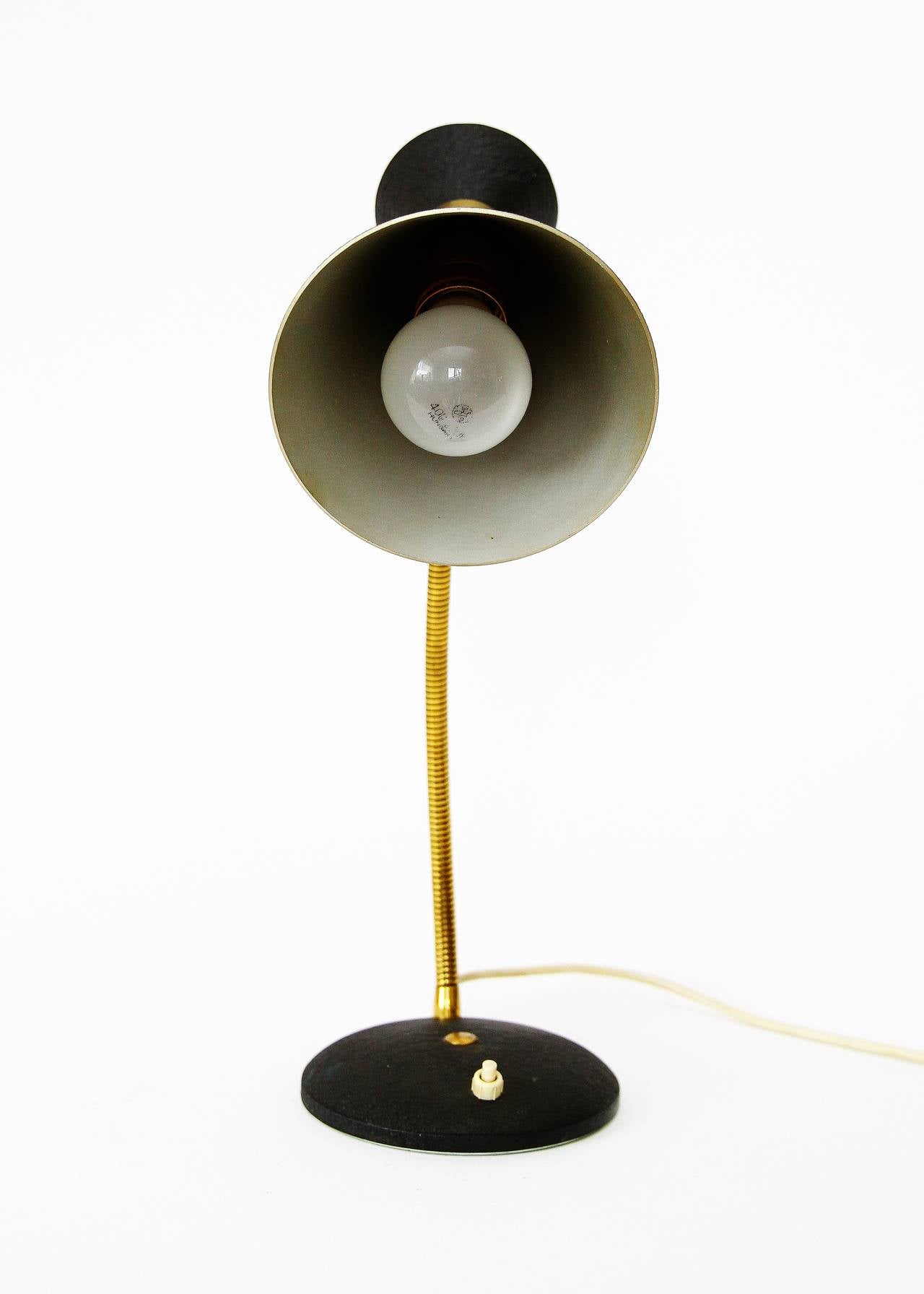 Mid-Century Modern Italian Brass Cone Table Lamp, 1950s