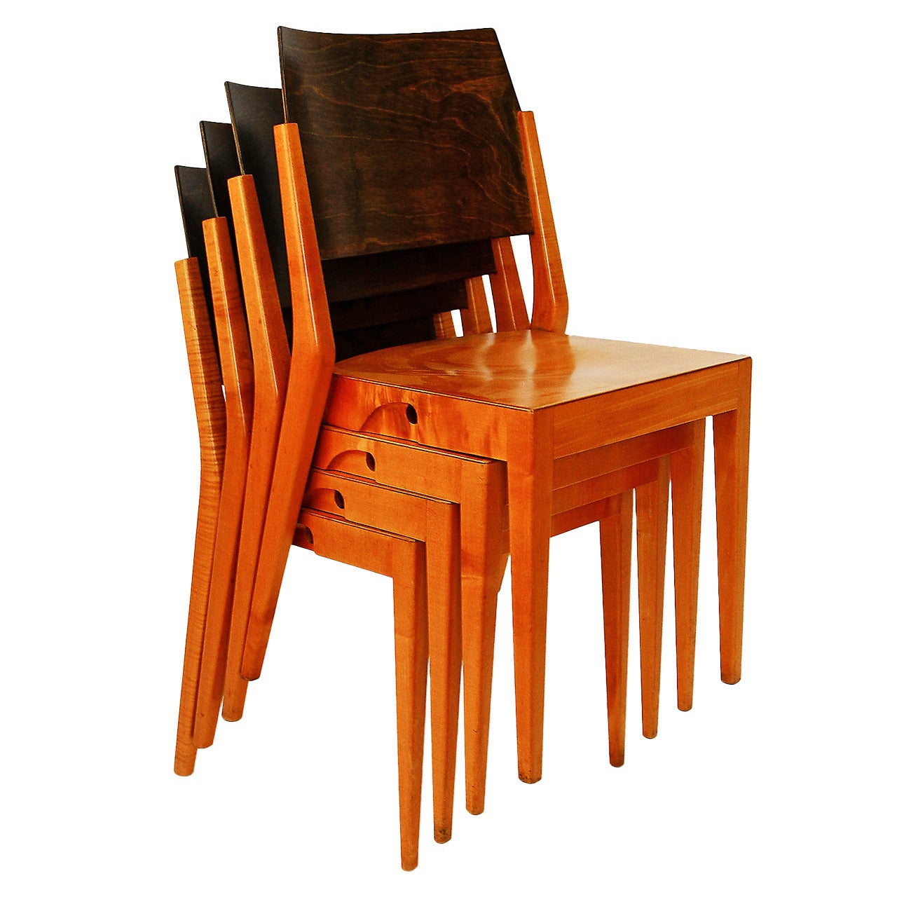 Four Important Austrian Stacking Chairs by Karl Schwanzer, 1950s