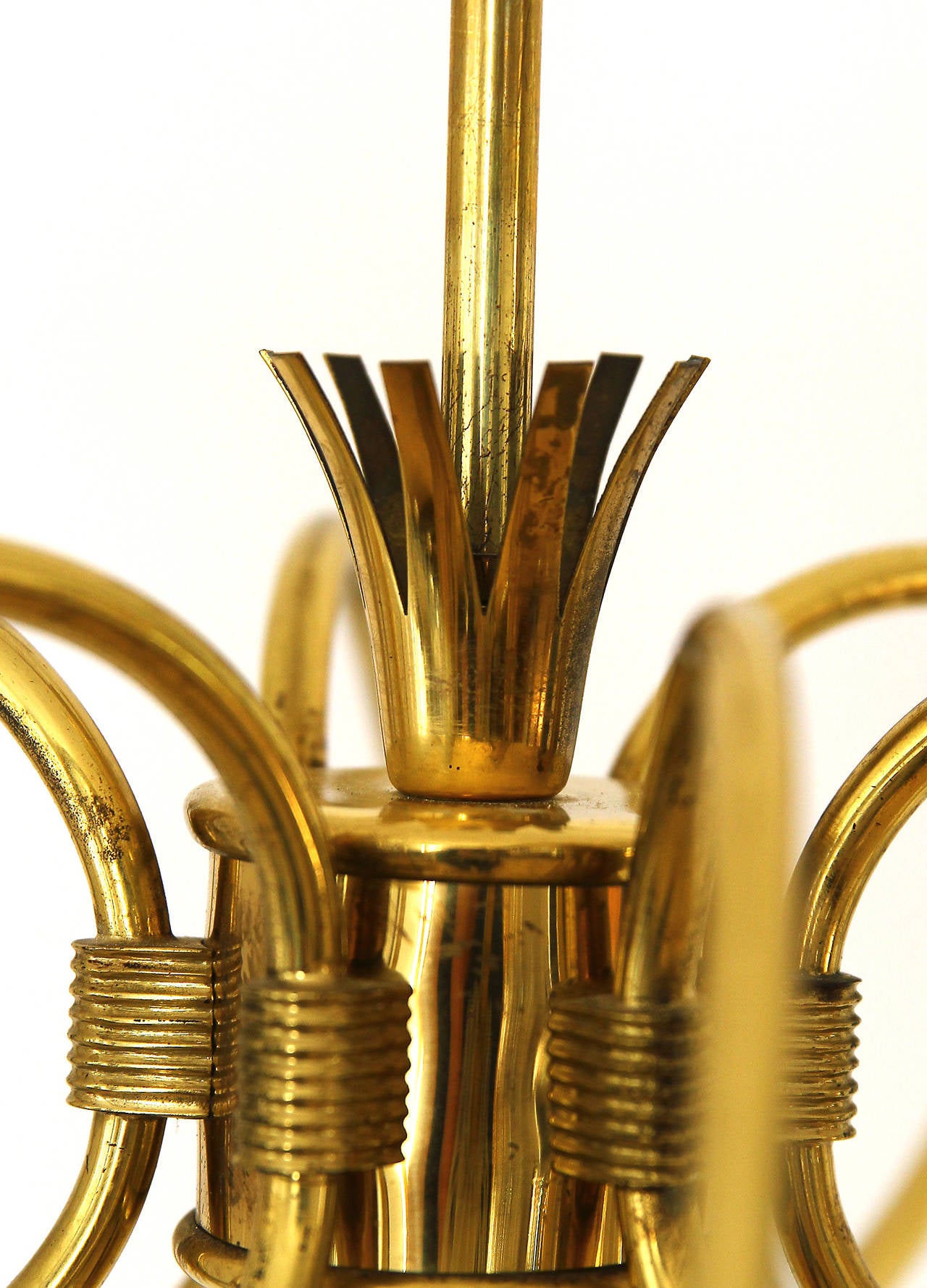 Metal Two Emil Stejnar Chandeliers, Brass Cut-Glass, Rupert Nikoll, 1950s