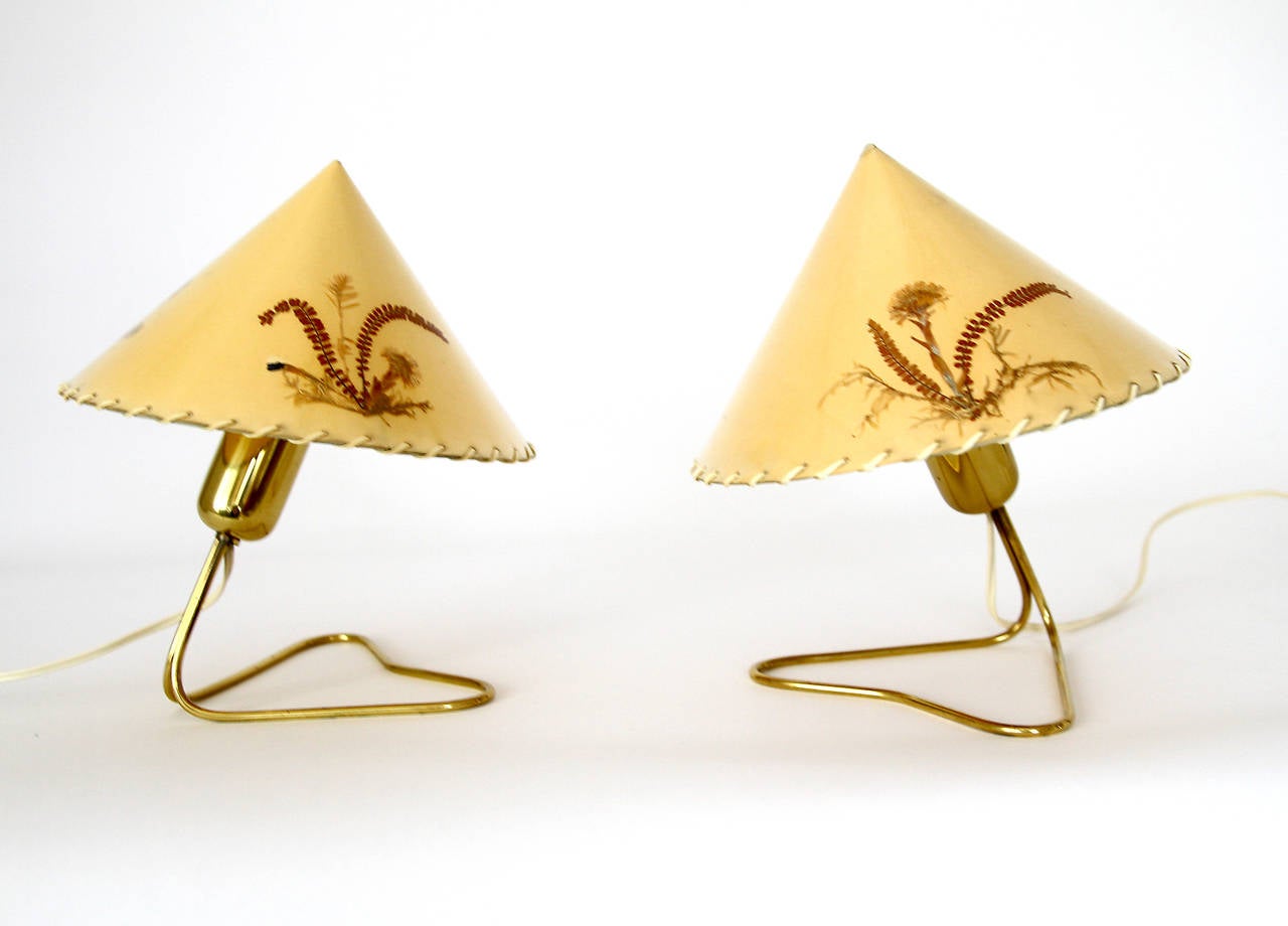 Mid-Century Modern Pair of Austrian Brass Table or Wall Lamps by Rupert Nikoll, 1950s