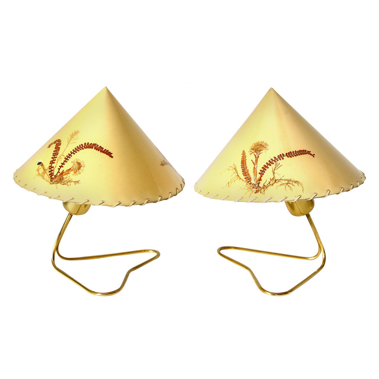 Pair of Austrian Brass Table or Wall Lamps by Rupert Nikoll, 1950s