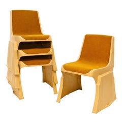 Up to 8 Very Rare Brutalist Austrian Stacking Chairs, 1970s