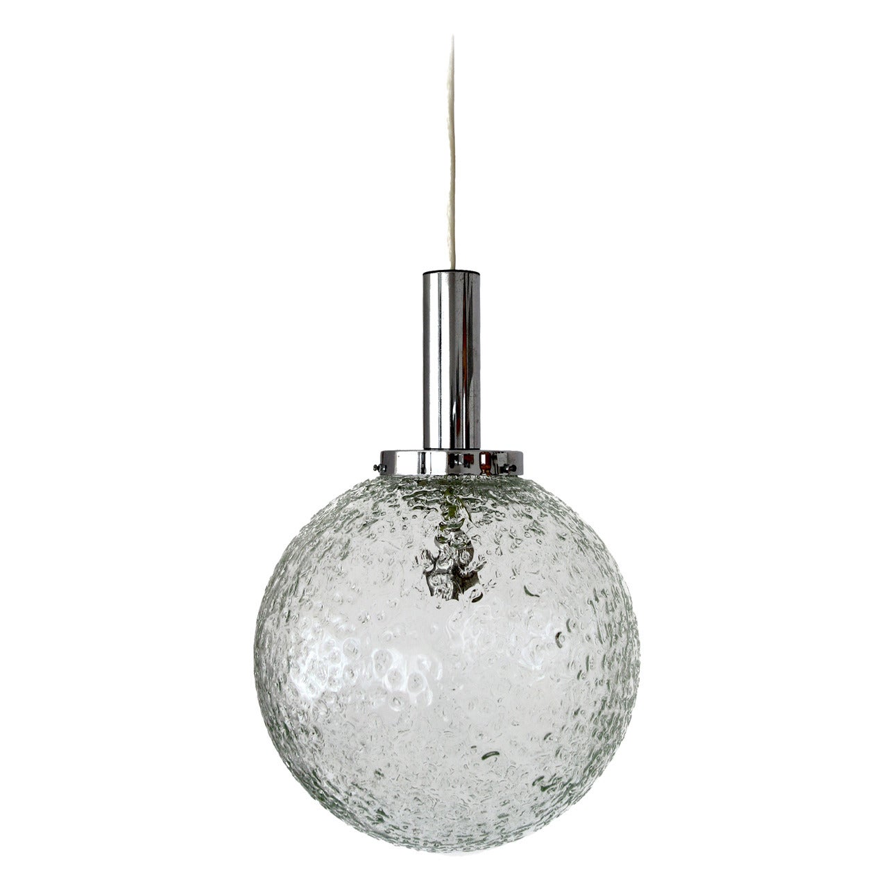 Pendant Light by Doria, Glass Globe and Chrome, 1970s For Sale