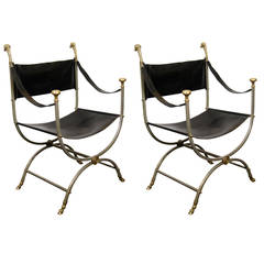  Maison Jansen Exceptional Pair of Italian Ram's Head Chairs