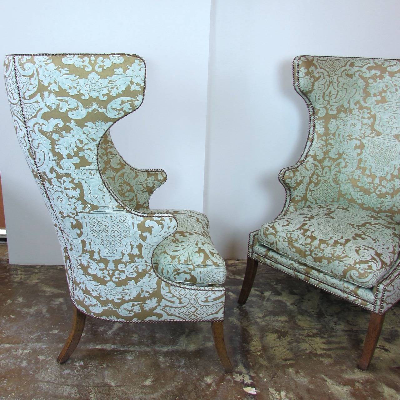 Pair of Dennis & Leen Highback English Wing Chairs 1