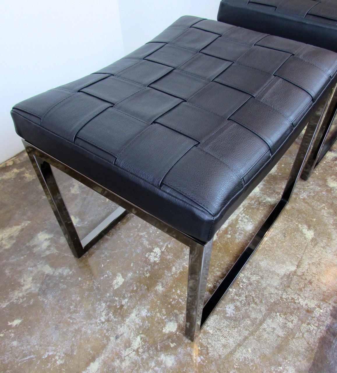 Pair of Minotti Monge Stools In Excellent Condition In Dallas, TX