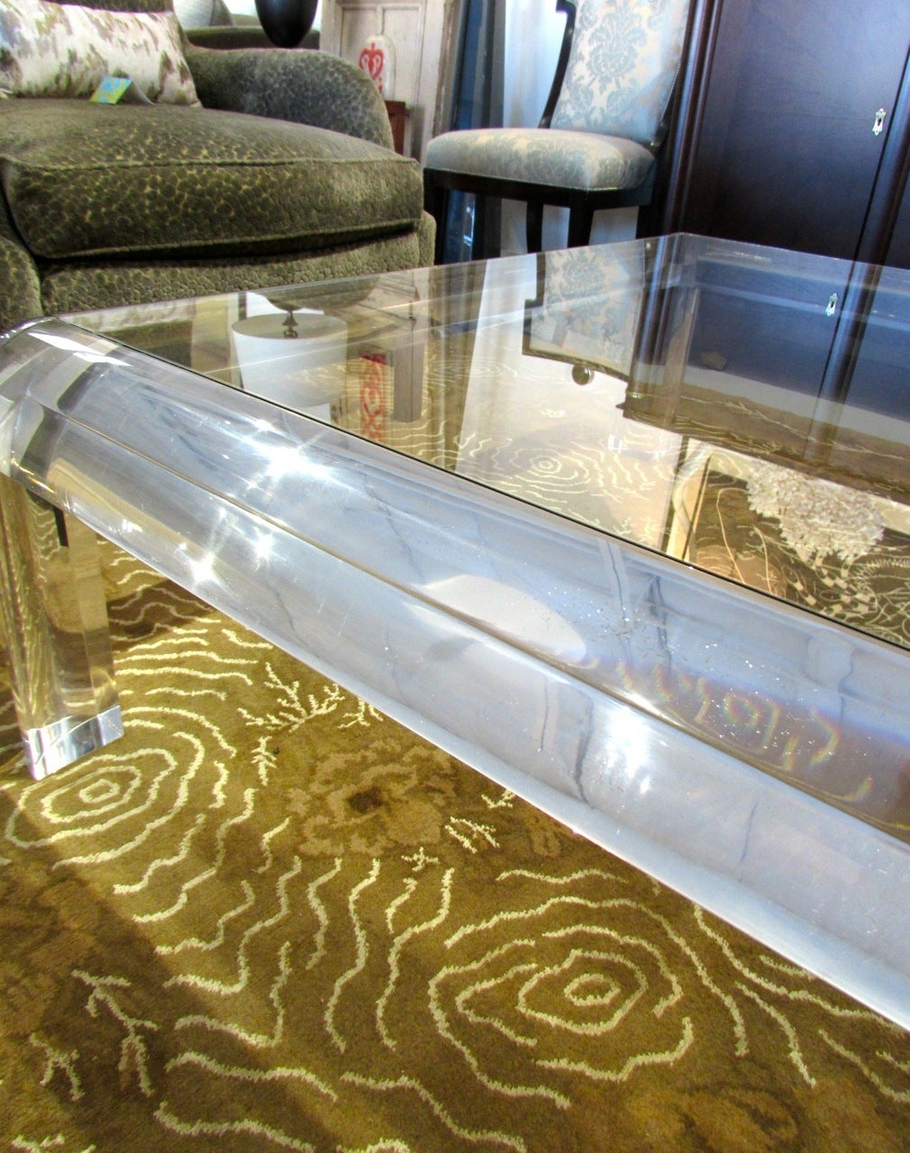 Karl Springer Style Acrylic and Chrome Coffee Table 3