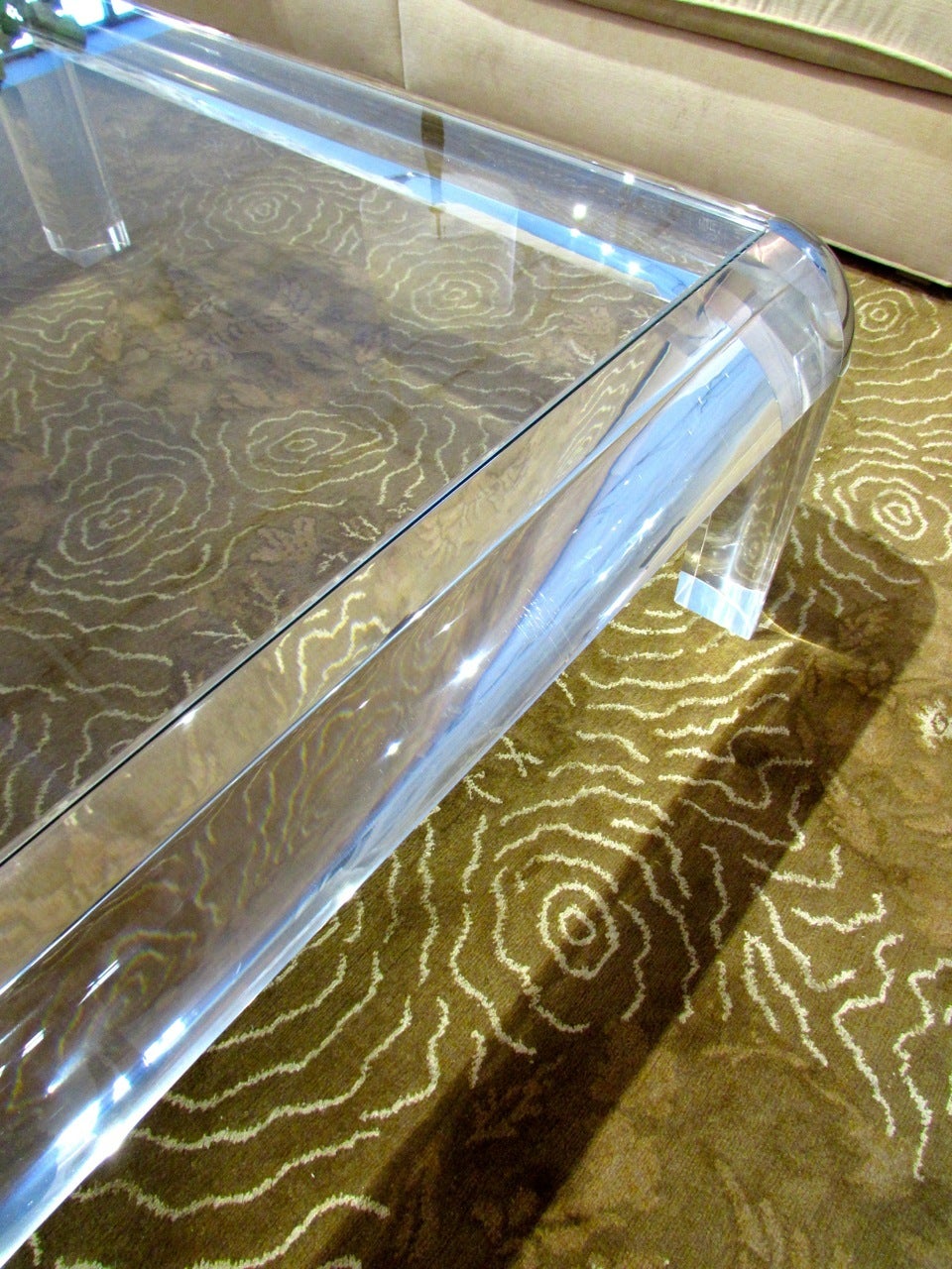 Karl Springer Style Acrylic and Chrome Coffee Table 4