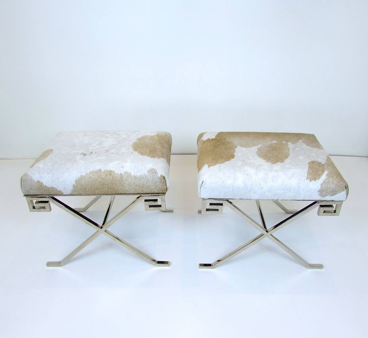 Pair of Greek Key Stools In Excellent Condition In Dallas, TX
