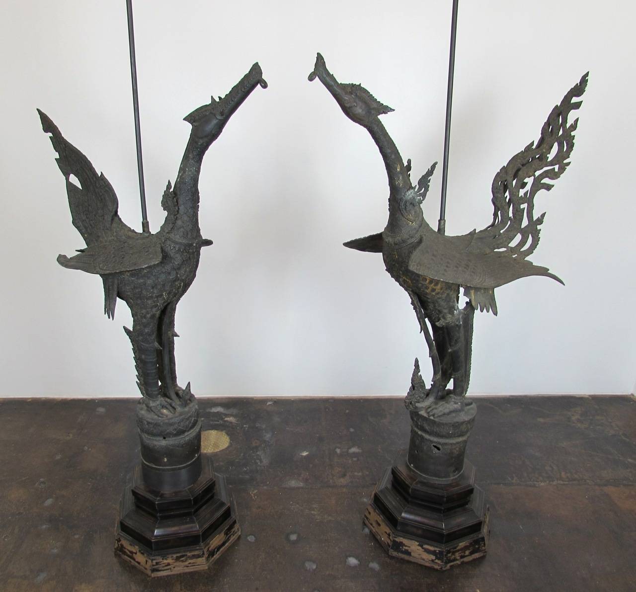 Pair of 19th C. Thai Bronze Hong Lamps 1