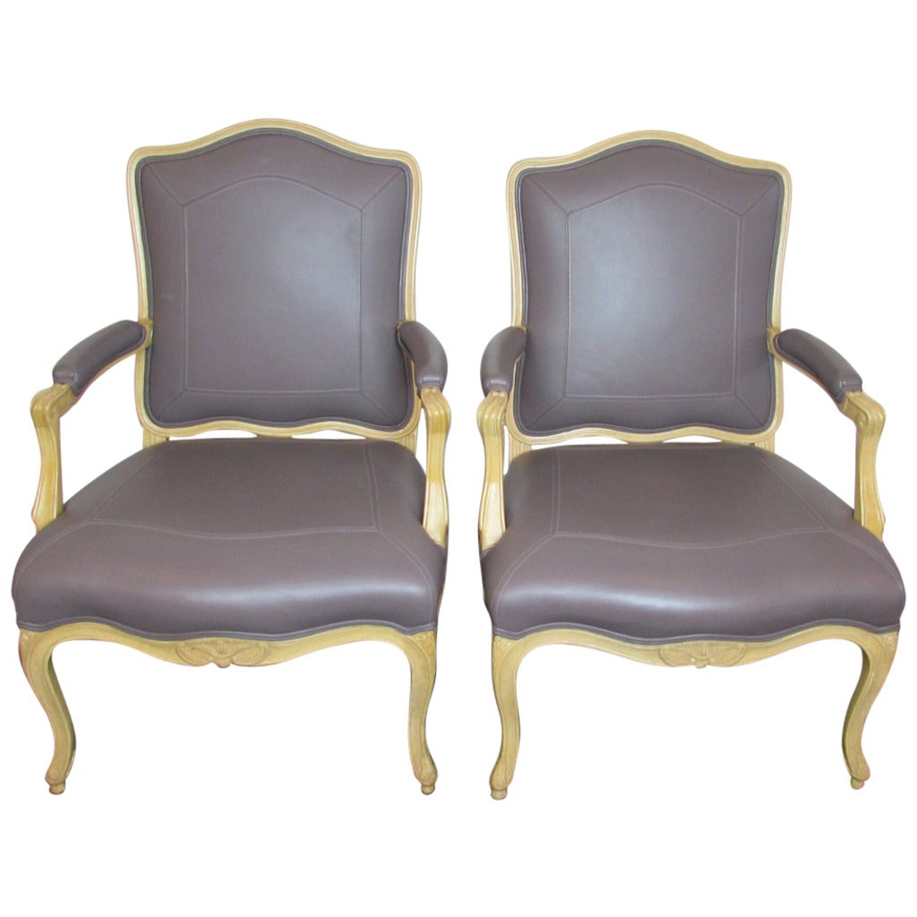 Pair of J. Robert Scott Villa Fauteuil Chairs For Sale