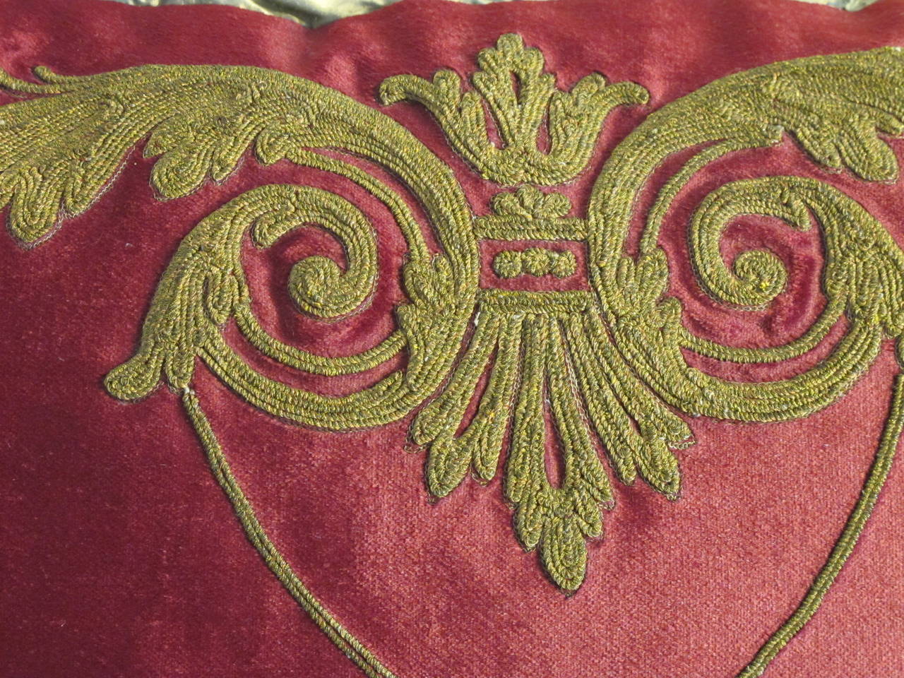 Antique Metalic Embroidered Pillow