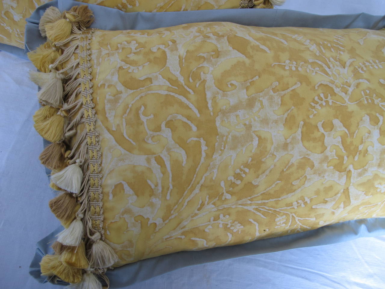 Vintage Fortuny Pillows with Antique Silk Fringe