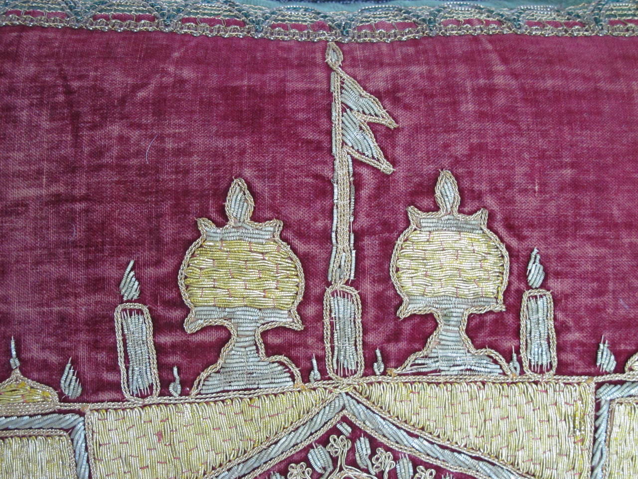 Ottoman Era Metallic Embroidered Pillow, 19th Century