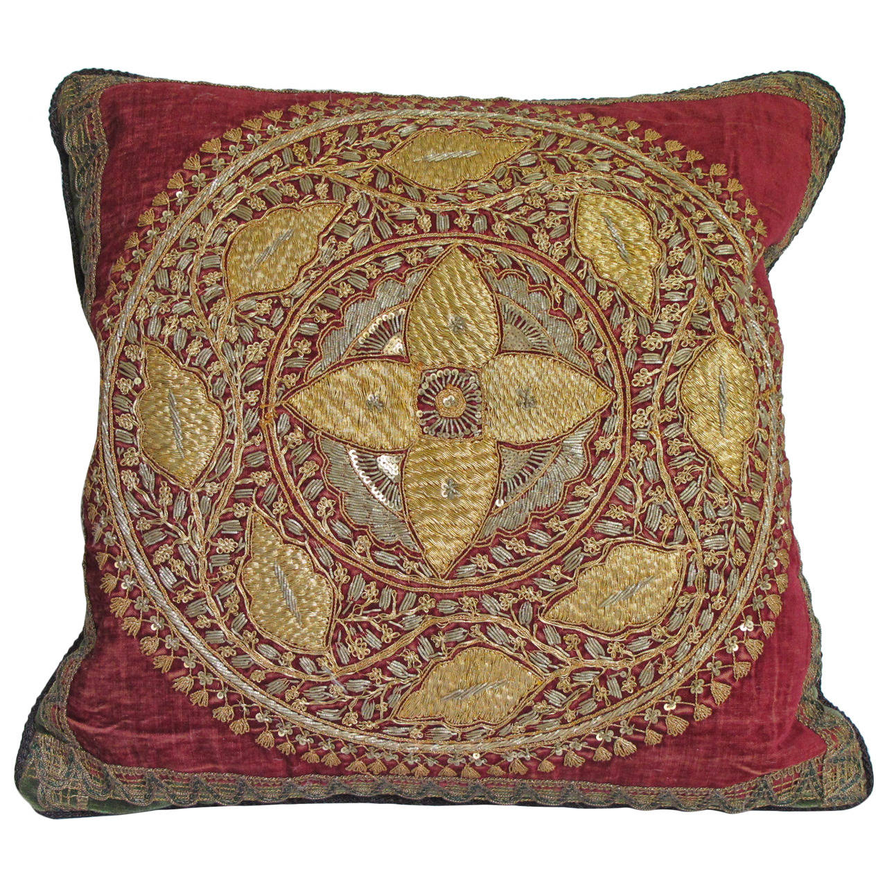 Ottoman Era Metallic Embroidered Pillow, 20th Century at 1stdibs