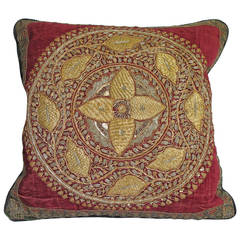 Ottoman Era Metallic Embroidered Pillow, 20th Century
