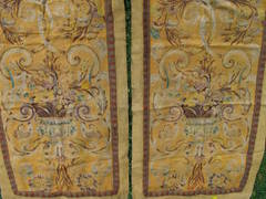 English Hand Block Printed Linen Panels, circa 1920s