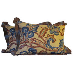 Antique English Printed Linen Pillows