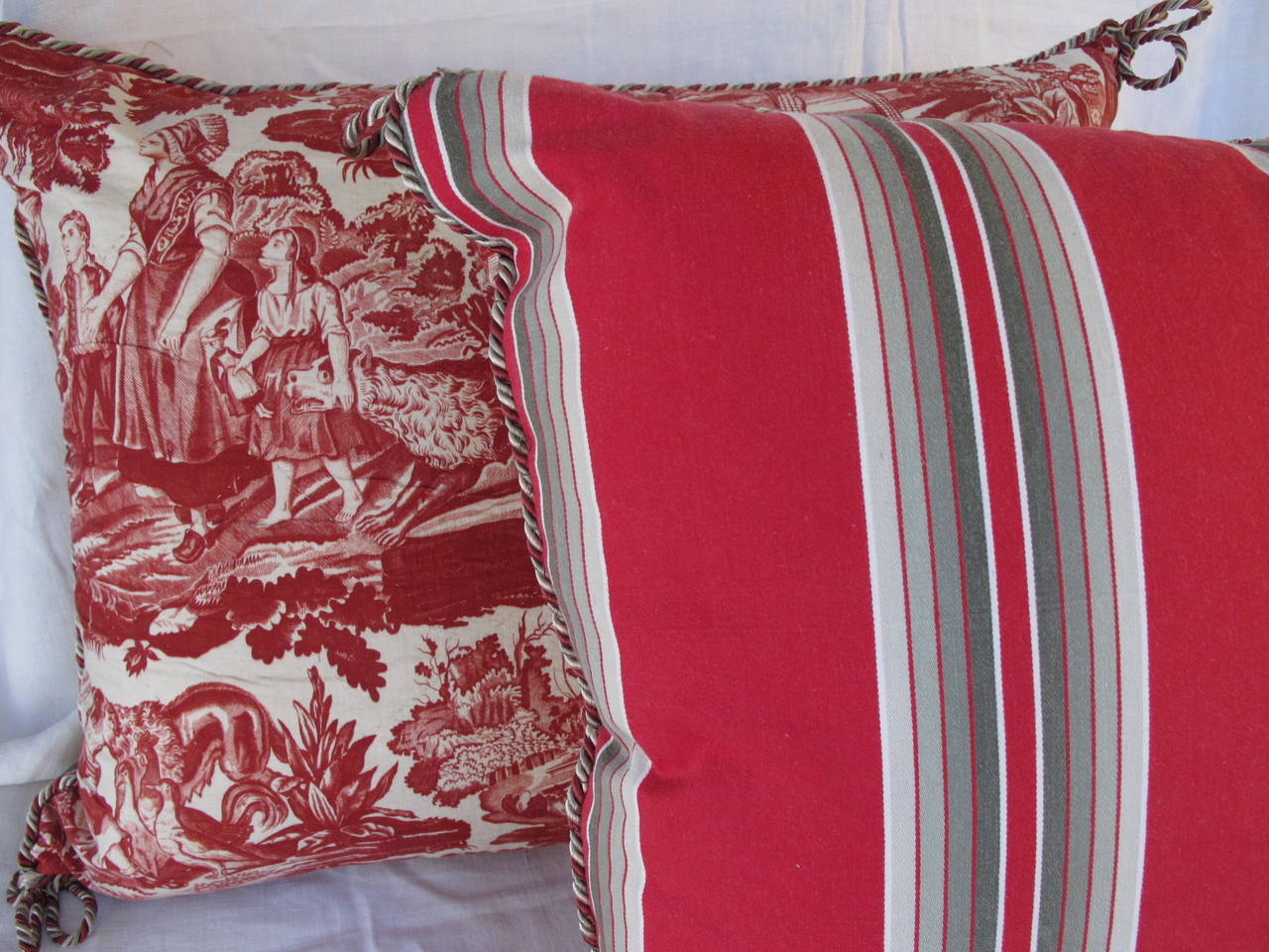 French Period Hand Quilted Toile Pillows