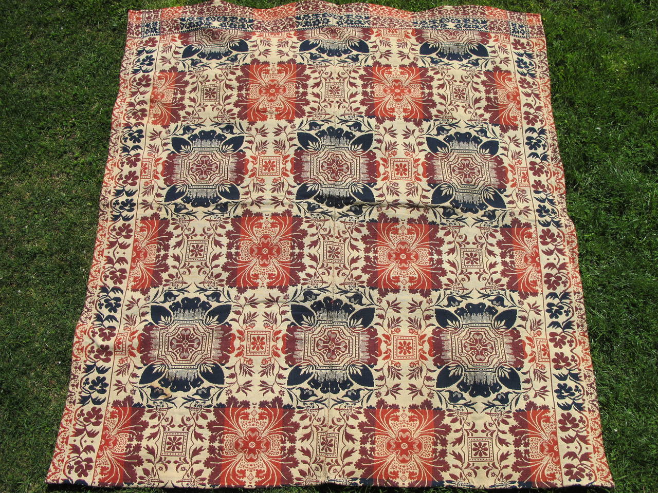 Linen 19th Century American Coverlet For Sale