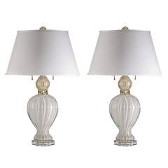 Exquisite Pair of Murano Table Lamps Attributed to Barovier e Toso 10