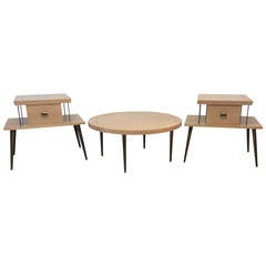 Blond lane coffee table and 2 end table set