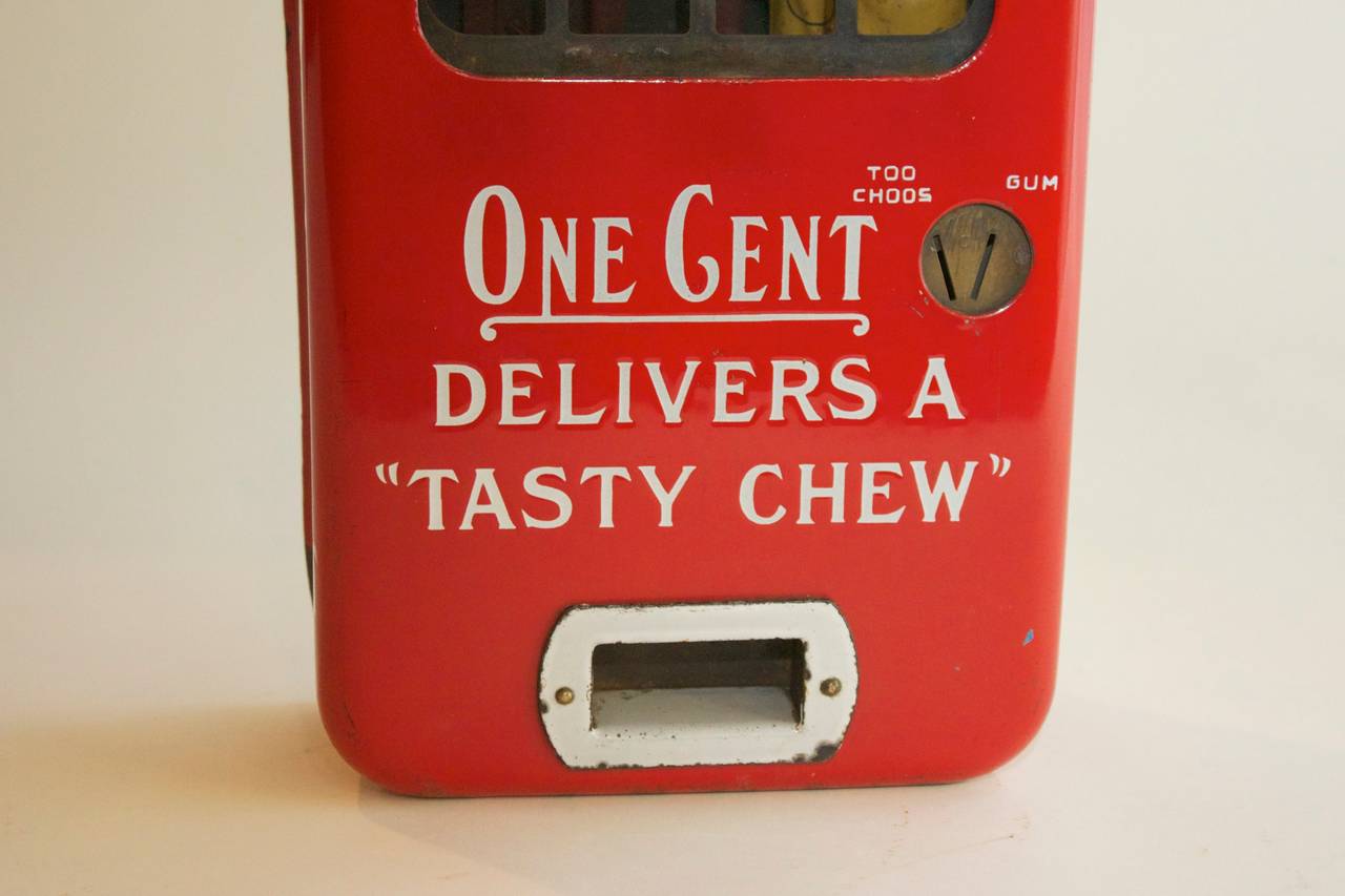 Art Deco Pulver Wind Up One Cent Chewing Gum Dispenser Vending Machine For Sale