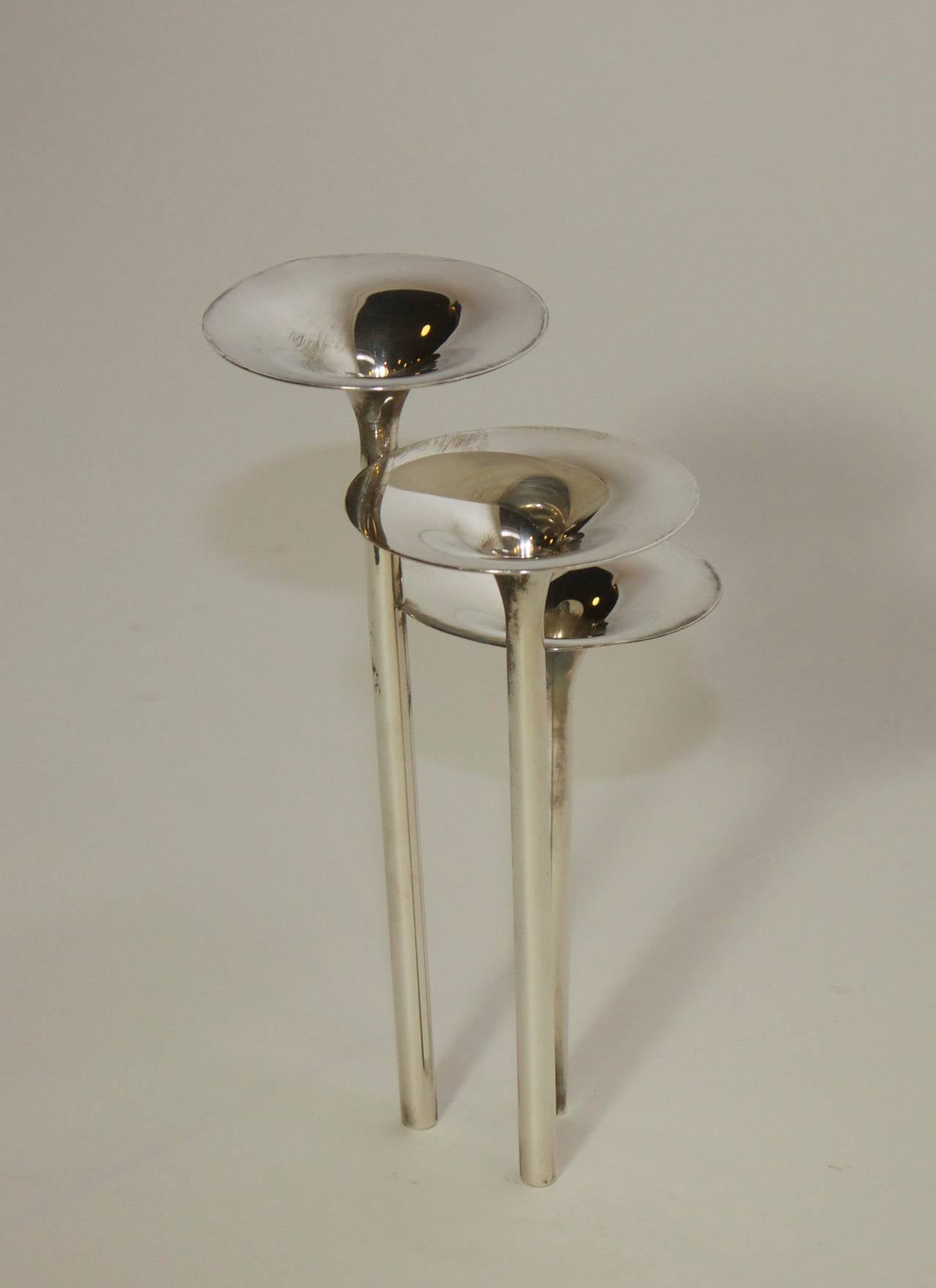 Modern 3 Prong Candleholder By Christofle For Sale