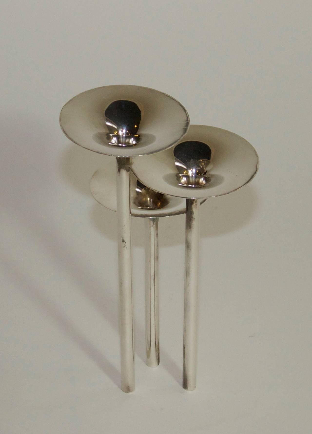 3 Prong Candleholder By Christofle In Good Condition For Sale In Denver, CO