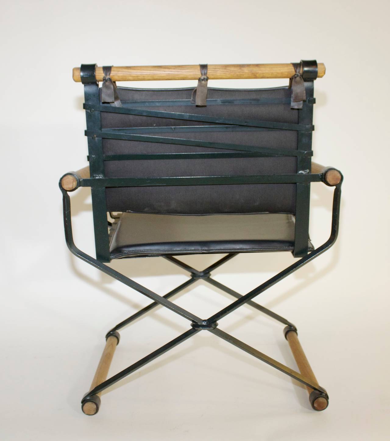 Iron Set of Four Campaign Style Chairs by Cleo Baldon