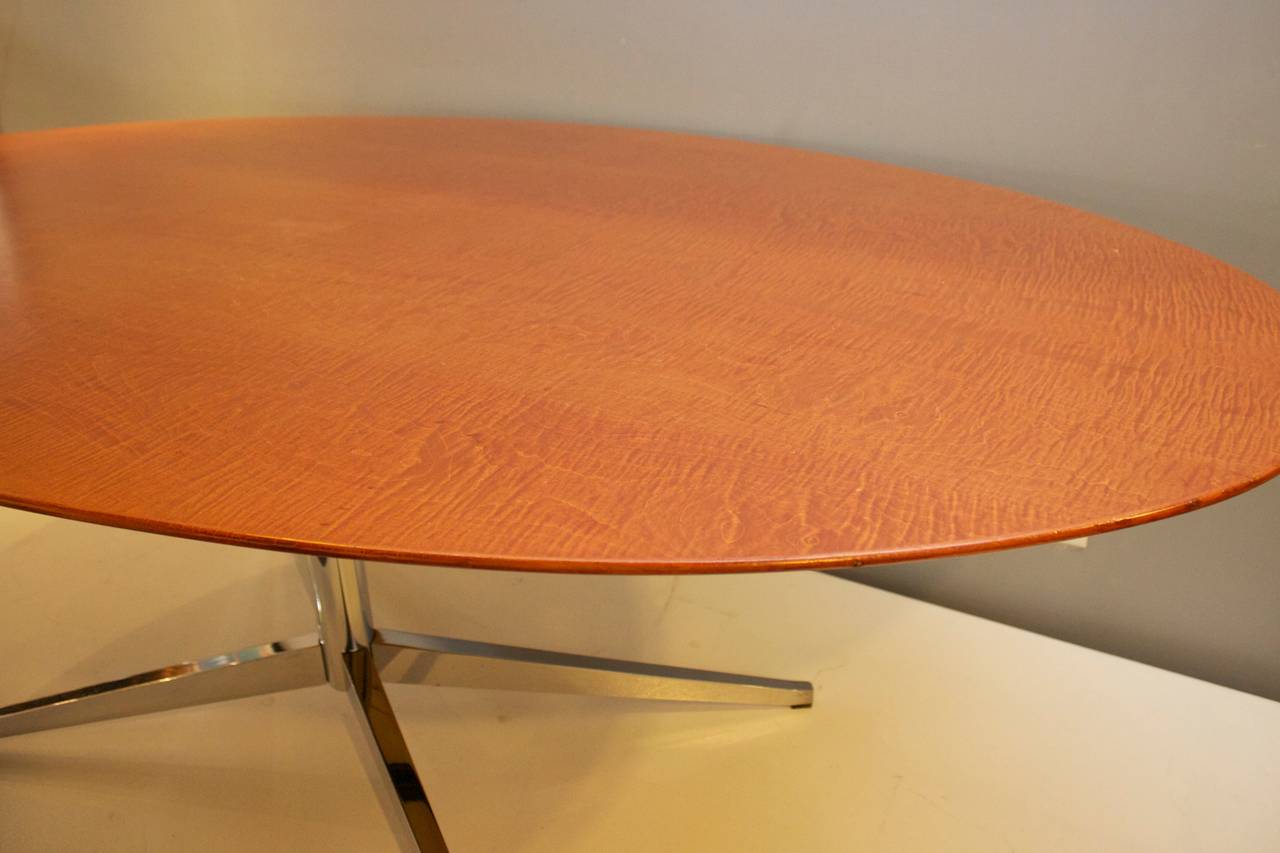 American Burl Wood Oval Florence Knoll Table/Desk