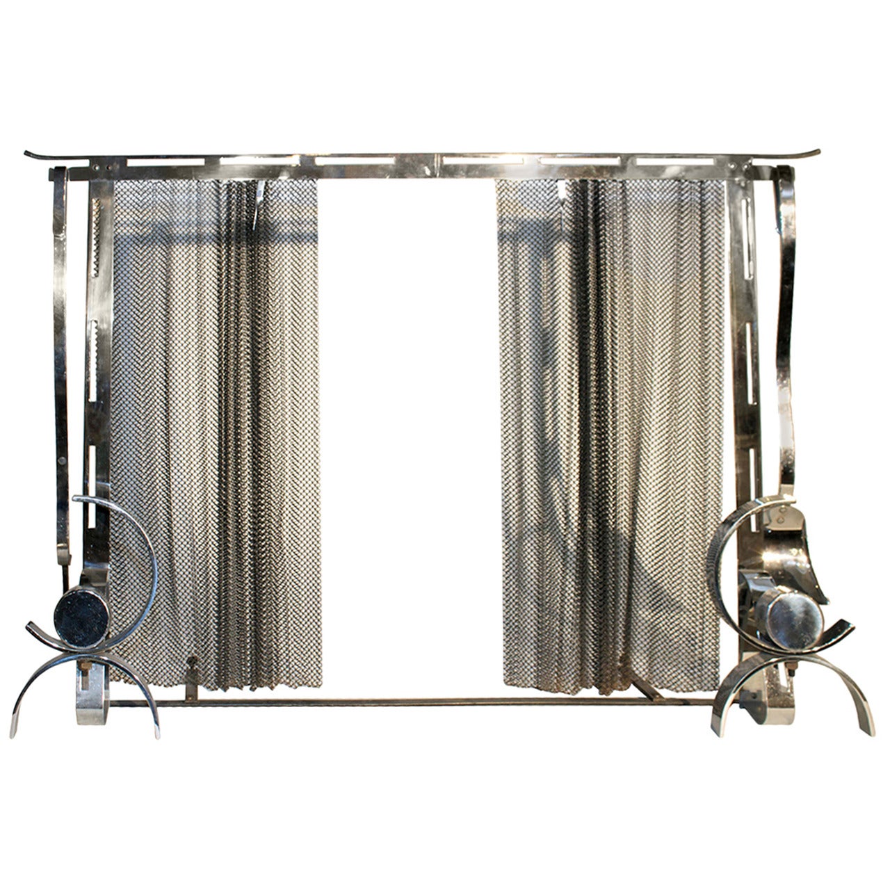 Fabulous Art Deco Machine Age Chrome Fireplace Set by Donald Deskey For Sale