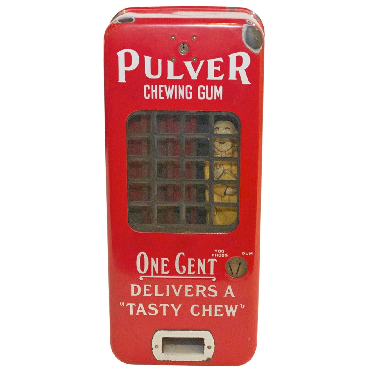 Pulver Wind Up One Cent Chewing Gum Dispenser Vending Machine For Sale