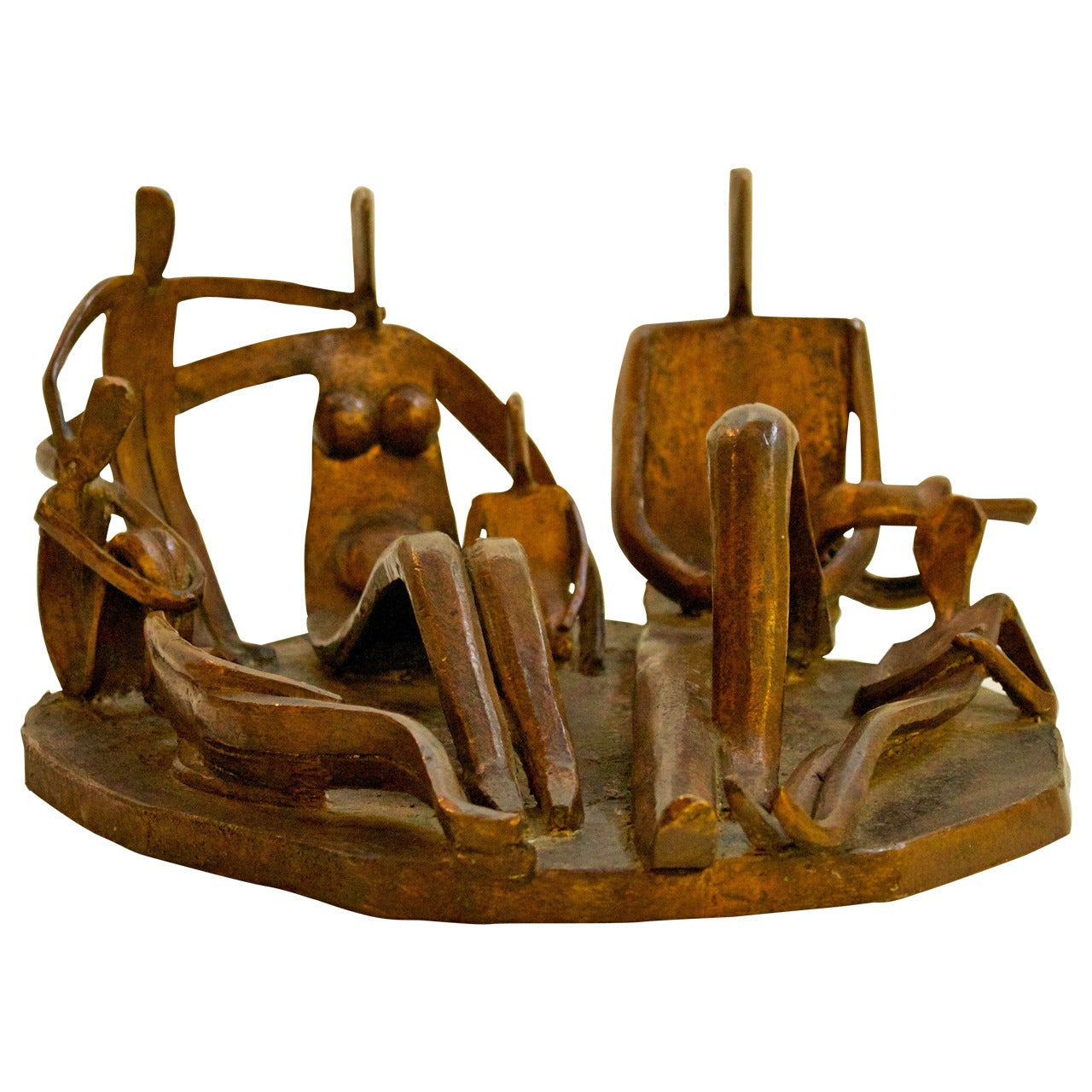 Modernist Bronze Abstract Sculpture by Dudley Pratt Entitled "The Family" 1954 For Sale