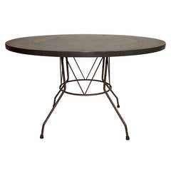 Embossed Copper Laminate Round Table in the manner of Phillip Laverne