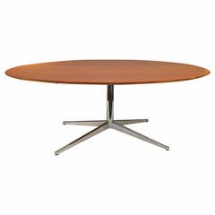 Burl Wood Oval Florence Knoll Table/Desk