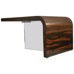 Vladimir Kagan Modernist Exotic Hardwood and Lucite Table