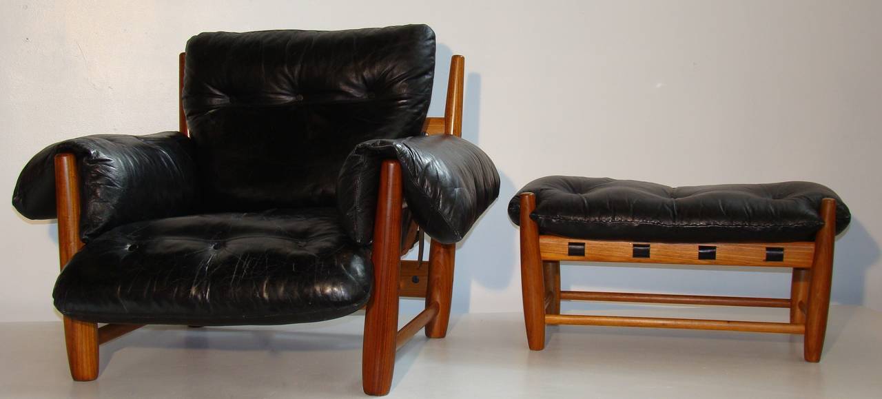 Original vintage lounge chair and ottoman from the 