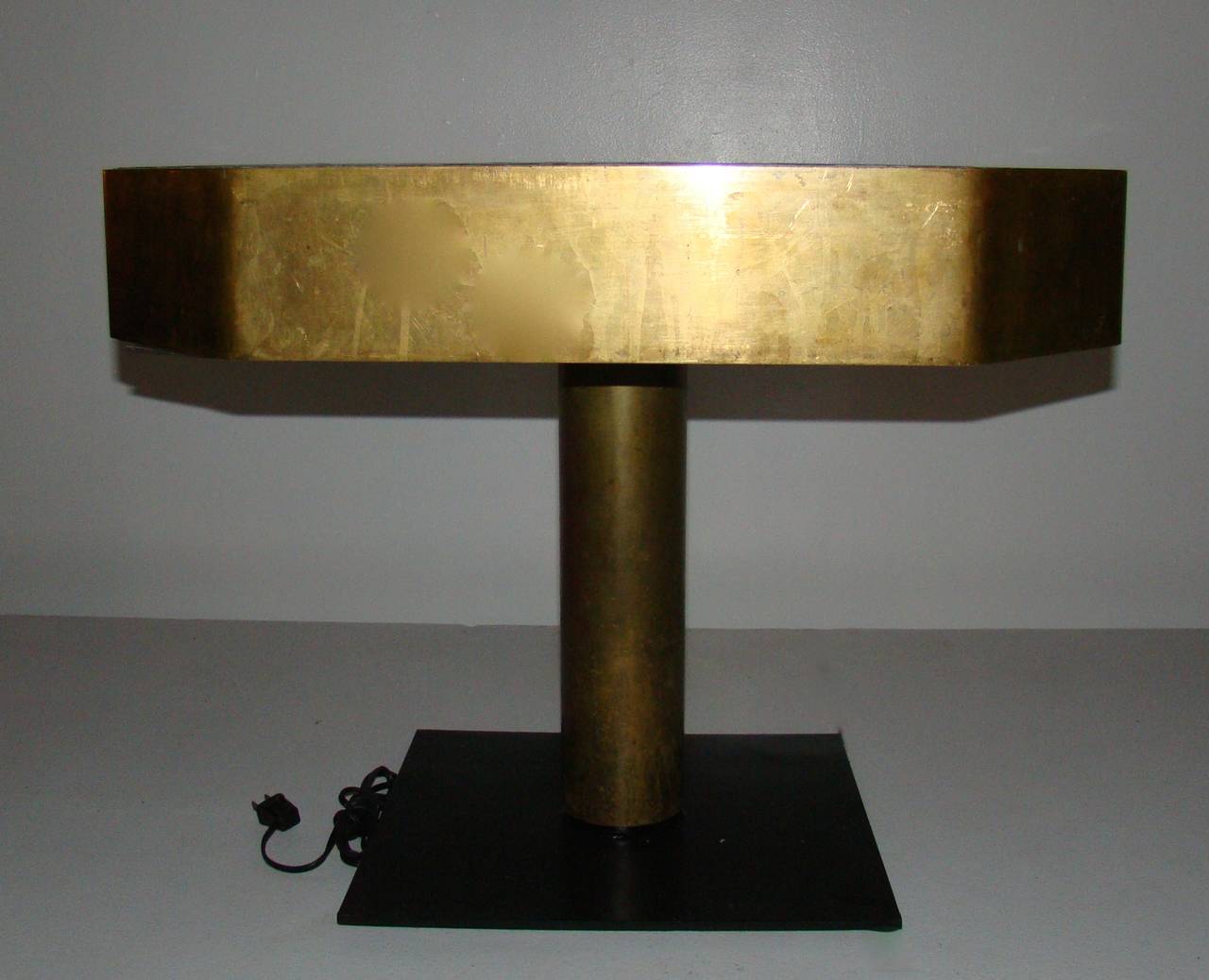 Art Deco Machine Age Custom Tile, Brass, Neon Coffee Table or Side Table In Good Condition For Sale In Denver, CO