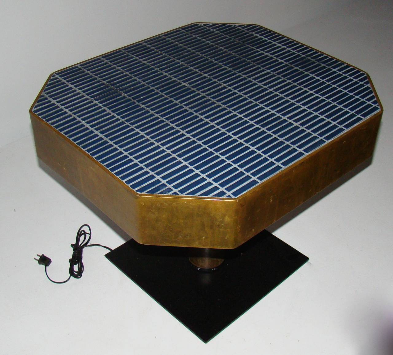 Art Deco Machine Age Custom Tile, Brass, Neon Coffee Table or Side Table