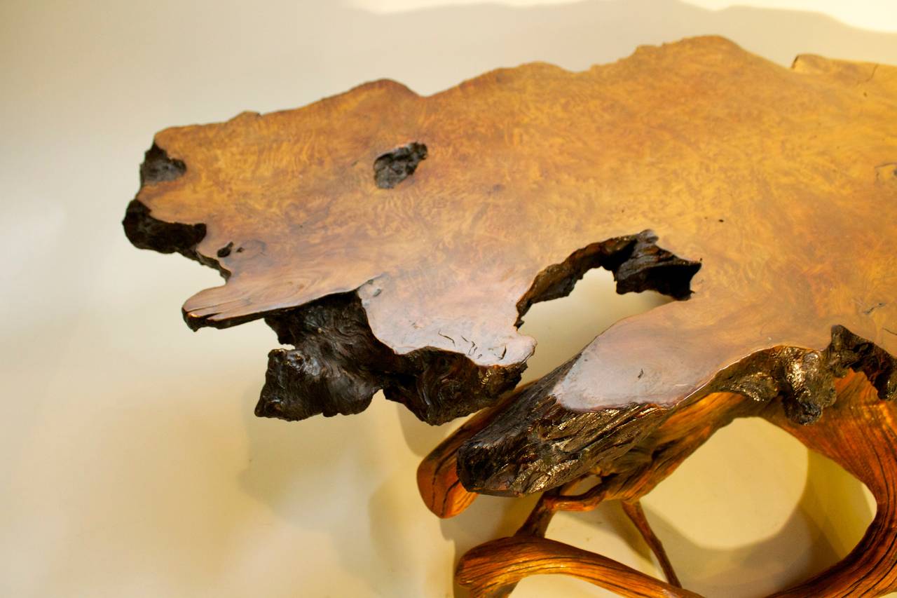 Modern Craftsman Style Burl Coffee Table