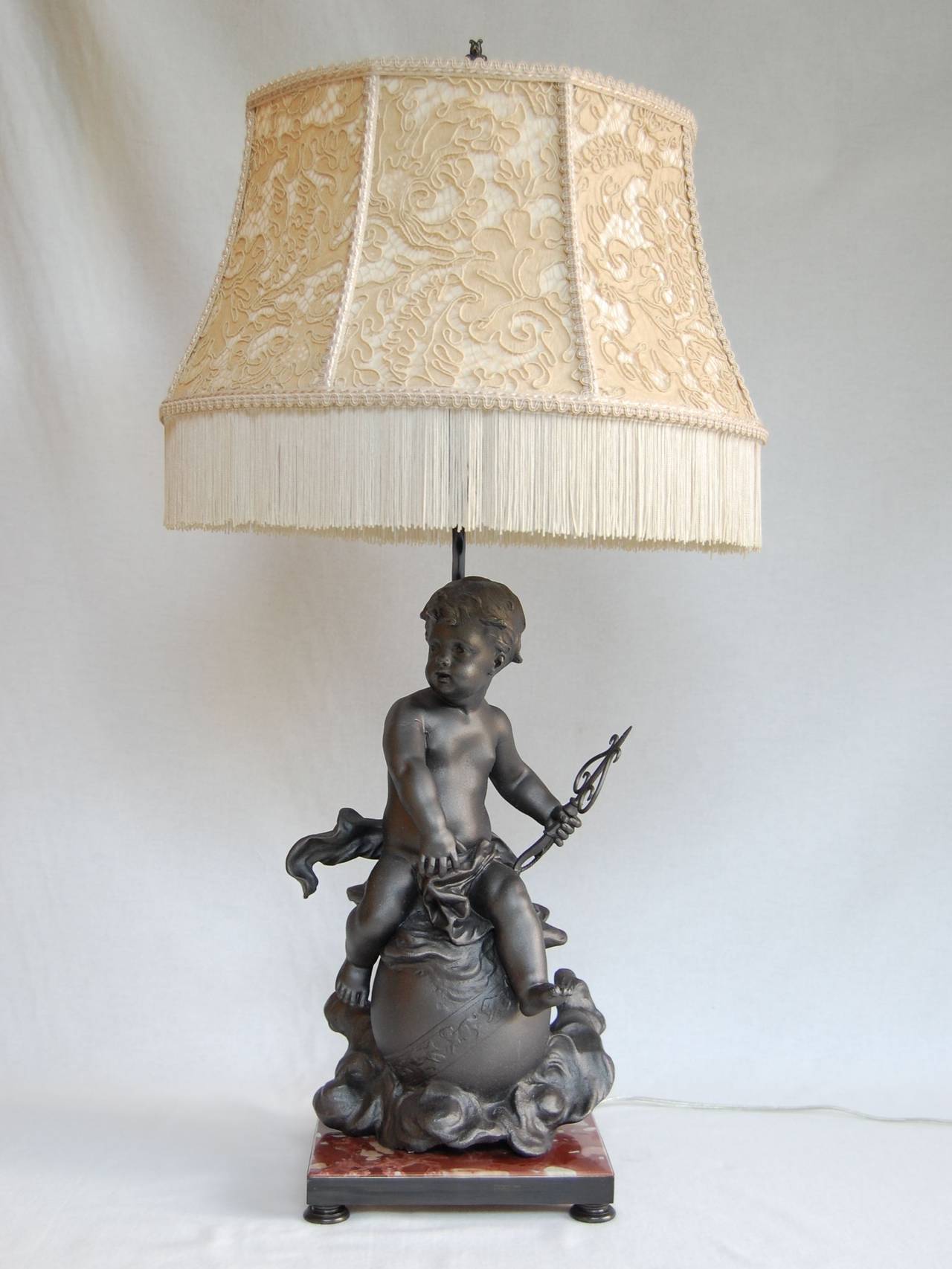 Lead Cherub Lamp Base Wired as a Lamp For Sale at 1stDibs