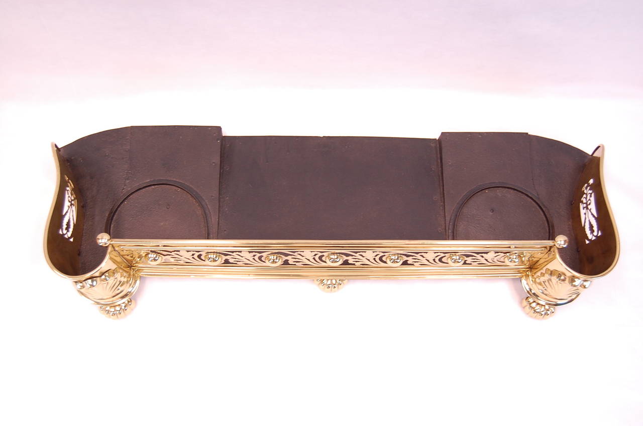 Hand-Crafted Antique English Brass Fireplace Fender