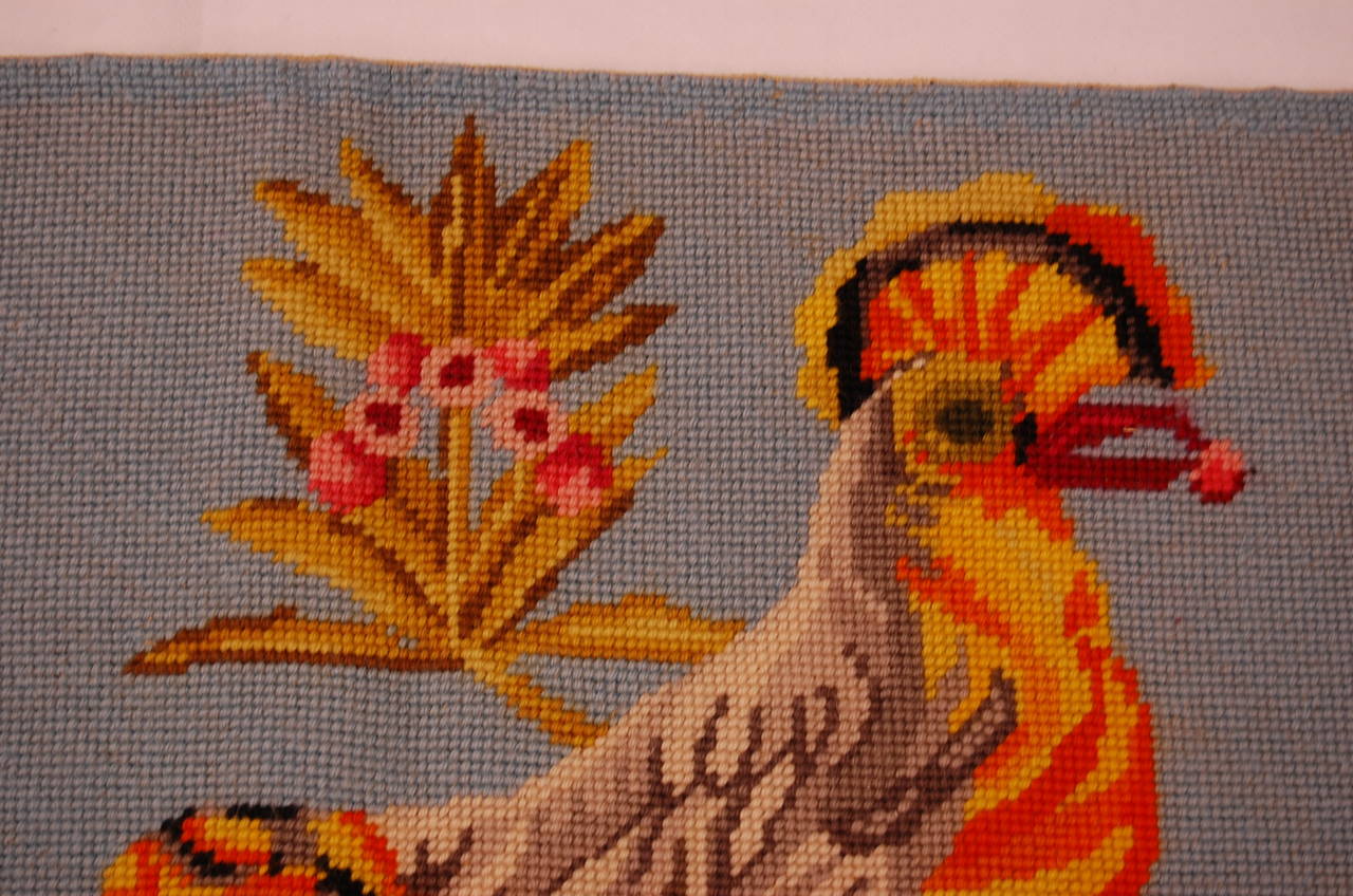 Needlepoint Pillow Covers of Two Birds In Excellent Condition In Pittsburgh, PA