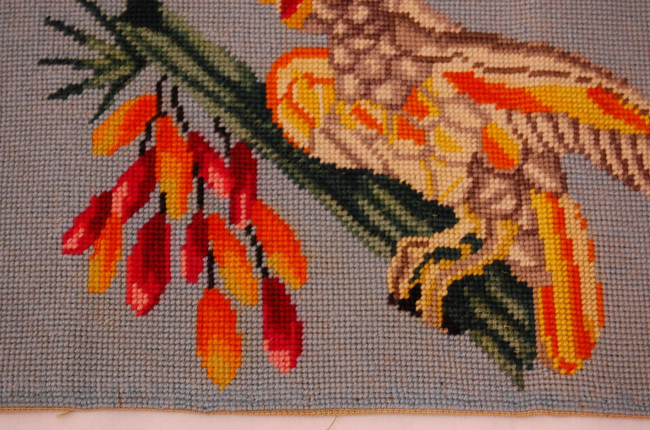 20th Century Needlepoint Pillow Covers of Two Birds