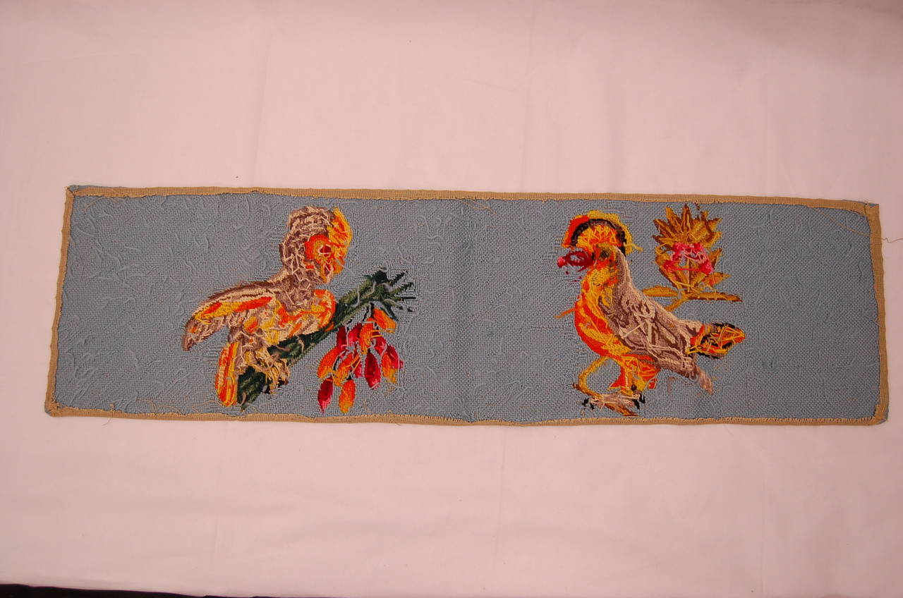 Wool Needlepoint Pillow Covers of Two Birds